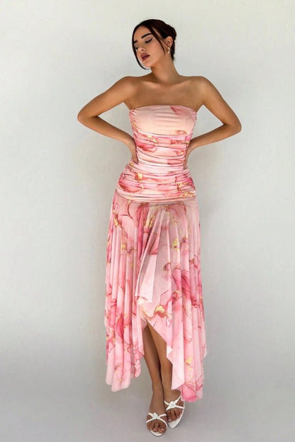 Fiora Maxi Dress | Ethereal Chiffon, Asymmetrical Hem 0