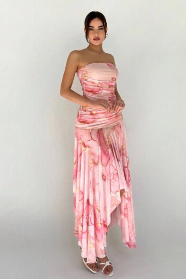 Fiora Maxi Dress | Ethereal Chiffon, Asymmetrical Hem 1