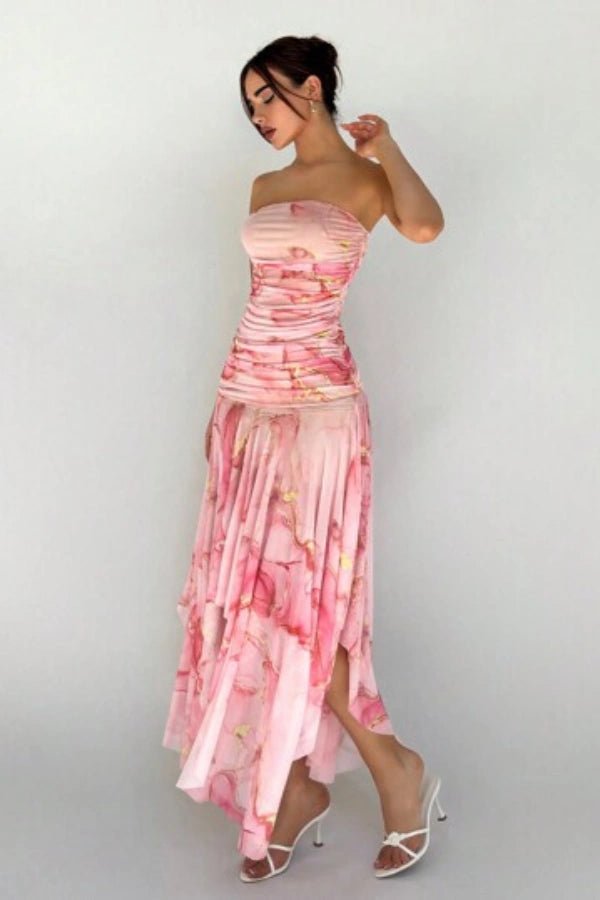 Fiora Maxi Dress | Ethereal Chiffon, Asymmetrical Hem 2