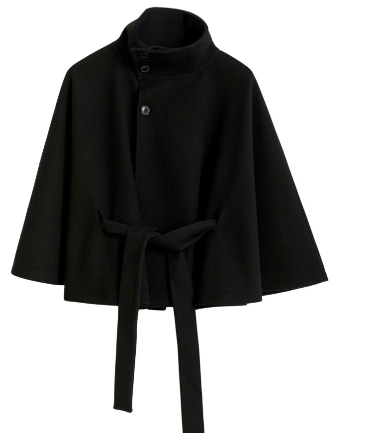 Abrigo de mezcla de lana para mujer Ivanna – Elegante abrigo largo de invierno con cinturón y cuello alto