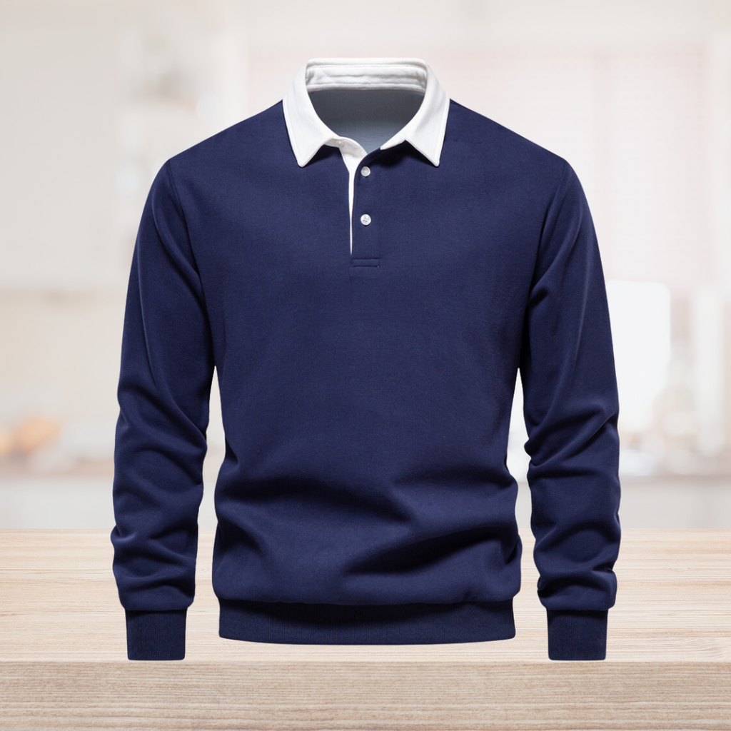 Hugo Men's Polo Sweater – Long Sleeve Breathable Smart Casual Pullover