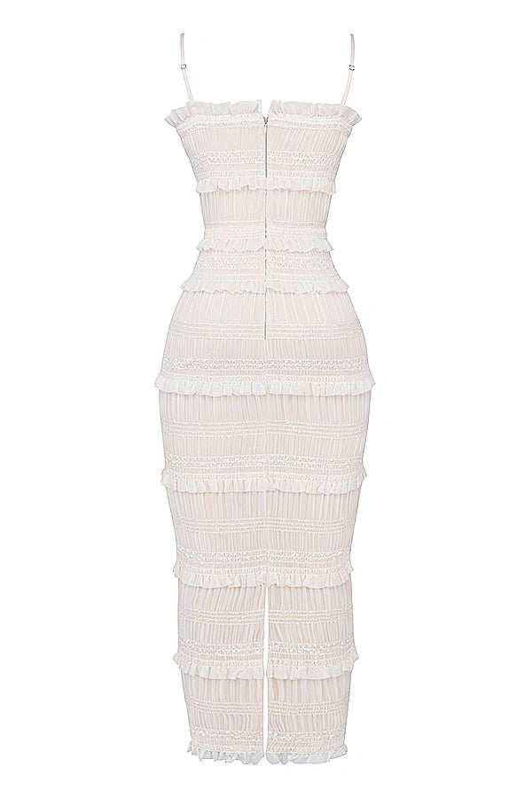 Hara Sequin Dress | Pleated Satin, Ruffled Ankle Length 7