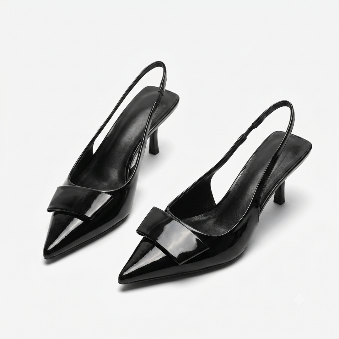 Haven Slingback Heels | Elegant Kitten Heel Design, Adjustable Strap, Black 1