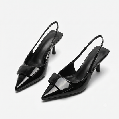 Haven Slingback Heels | Elegant Kitten Heel Design, Adjustable Strap, Black 1