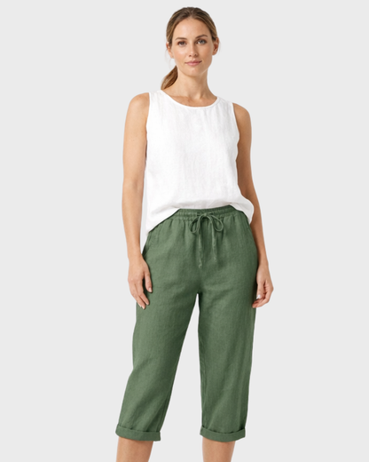 Hera Capri Pants | Lightweight Linen, Adjustable Waist 1