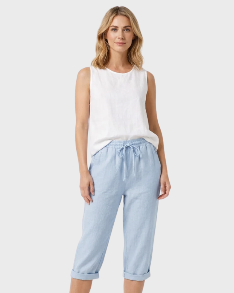 Hera Capri Pants | Lightweight Linen, Adjustable Waist 3