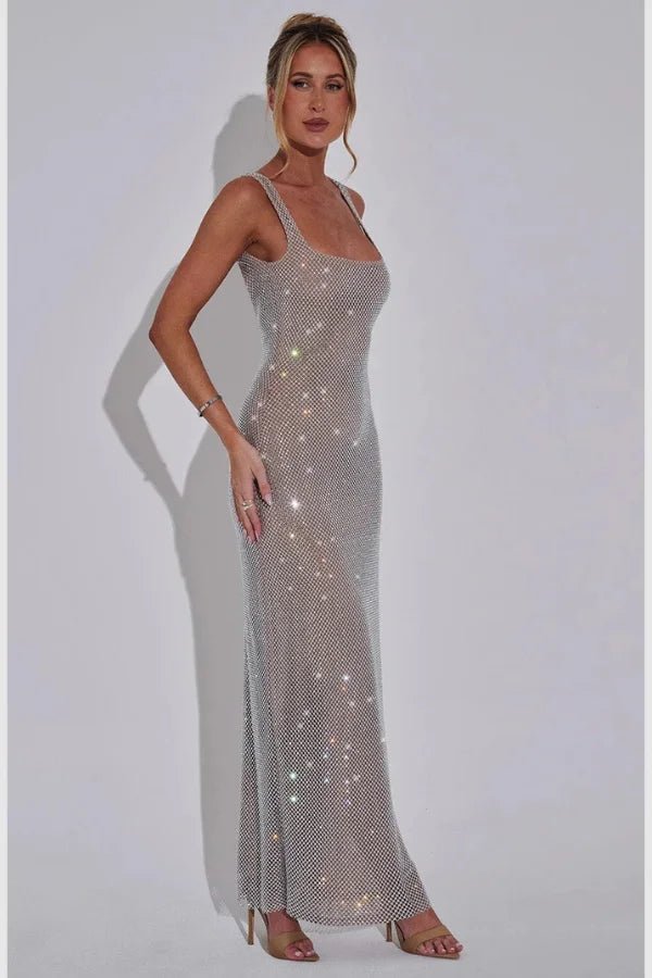 Isabeu Evening Gown | Hand-Set Micro-Crystals, Modern Square Neckline 1
