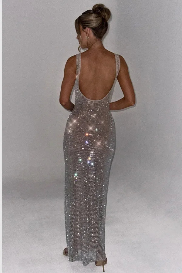 Isabeu Evening Gown | Hand-Set Micro-Crystals, Modern Square Neckline 2