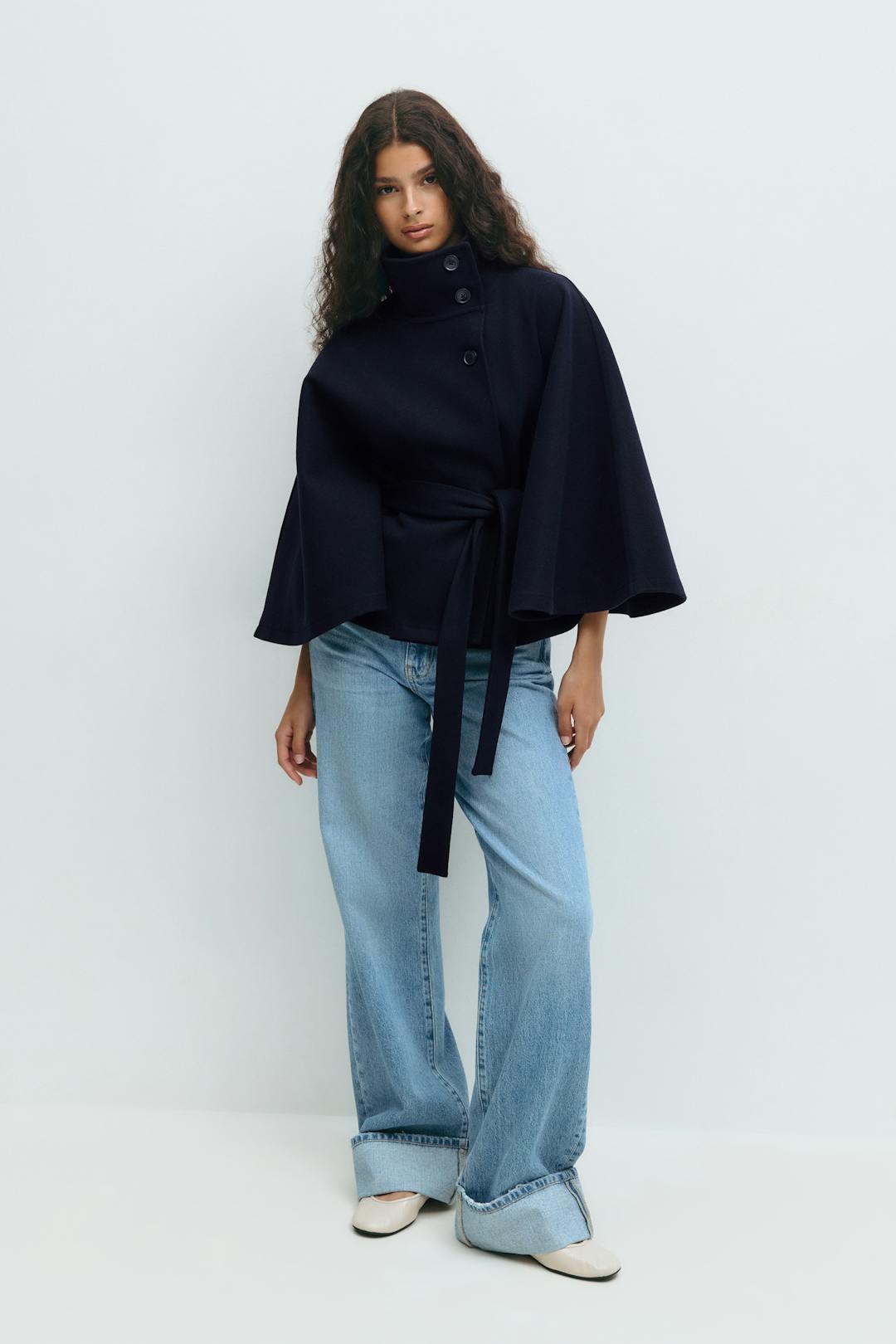 Ivanna Wool Coat Women | Long Elegant High Collar, Removable Belt 6