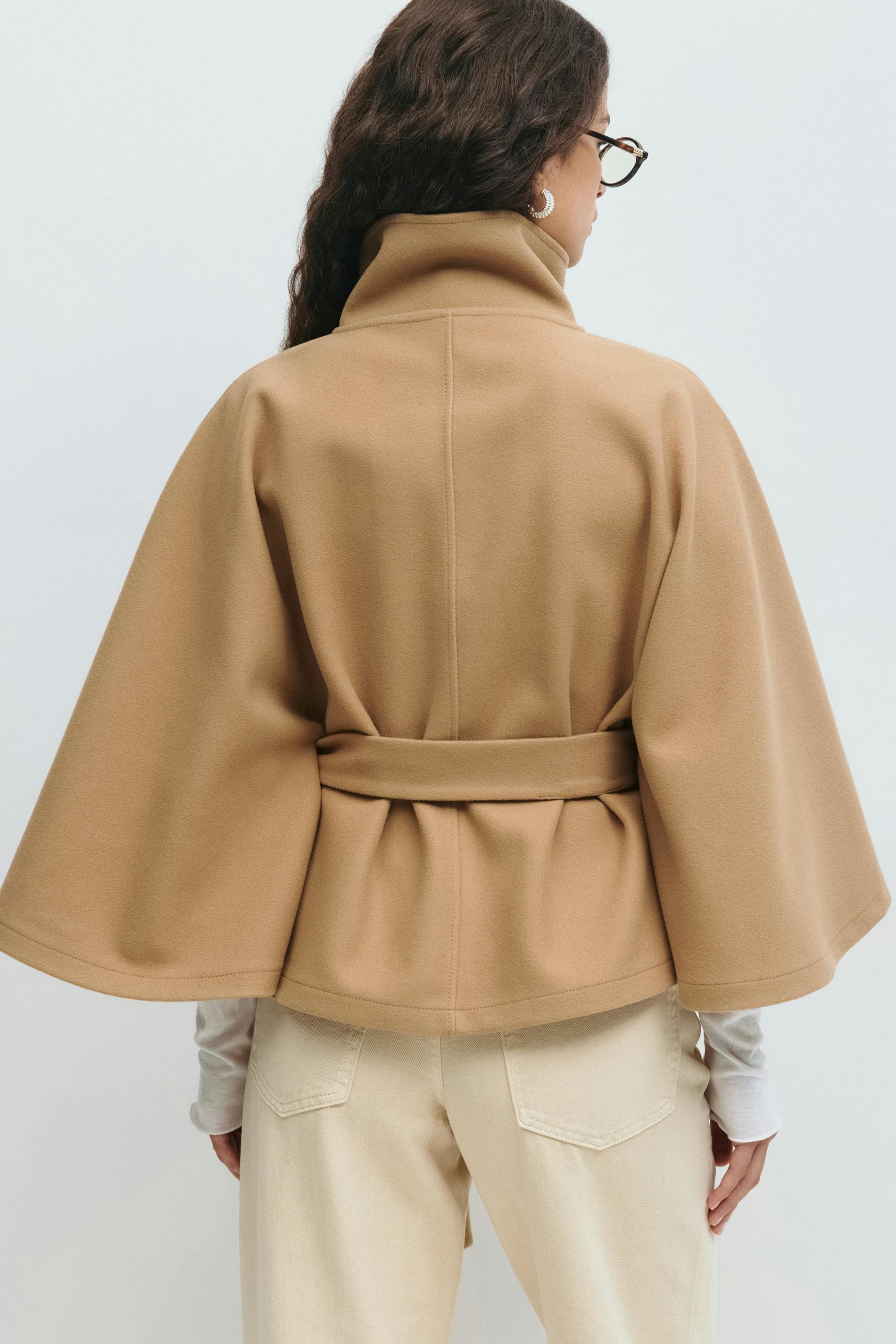 Ivanna Wool Coat Women | Long Elegant High Collar, Removable Belt 8