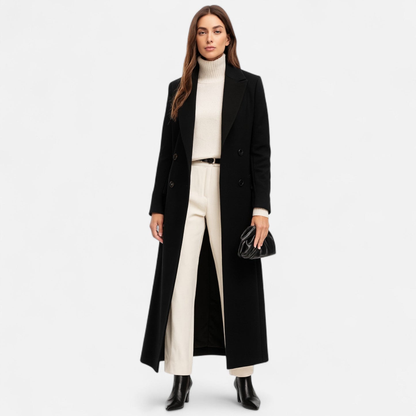 Ivy Long Coat | Elegant Maxi Design, Classic Lapel Collar 0