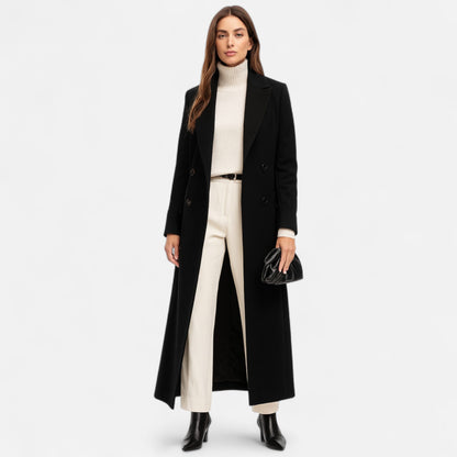 Ivy Long Coat | Elegant Maxi Design, Classic Lapel Collar 0