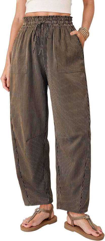 Ivy Women's Trousers | High Waist Striped Barrel Design 1