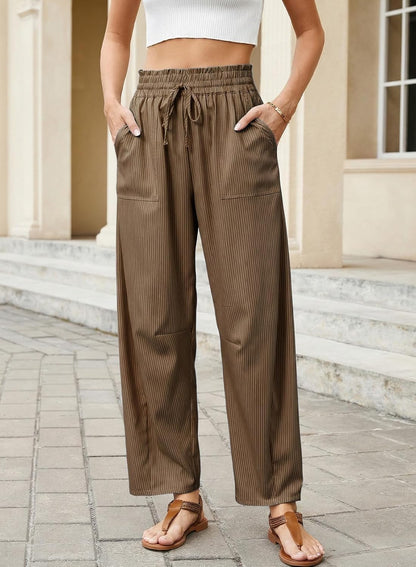 Ivy Women's Trousers | High Waist Striped Barrel Design 2