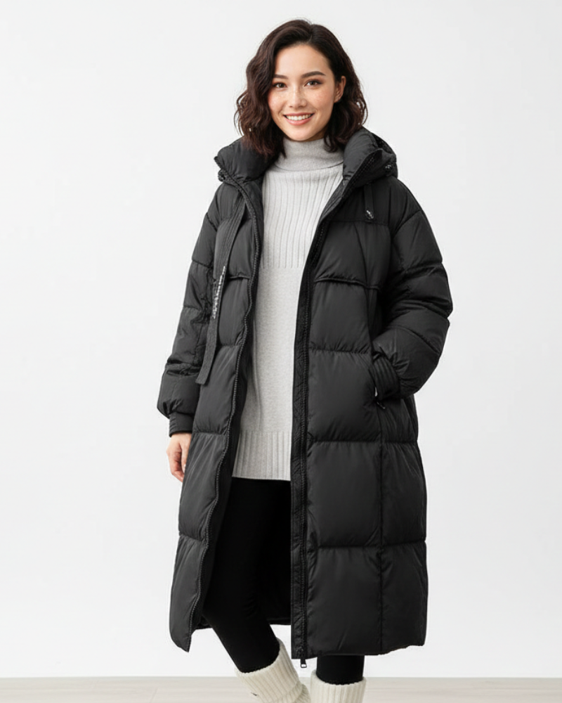 Laura Women's Long Parka – Hooded Relaxed Winter Coat for Layering