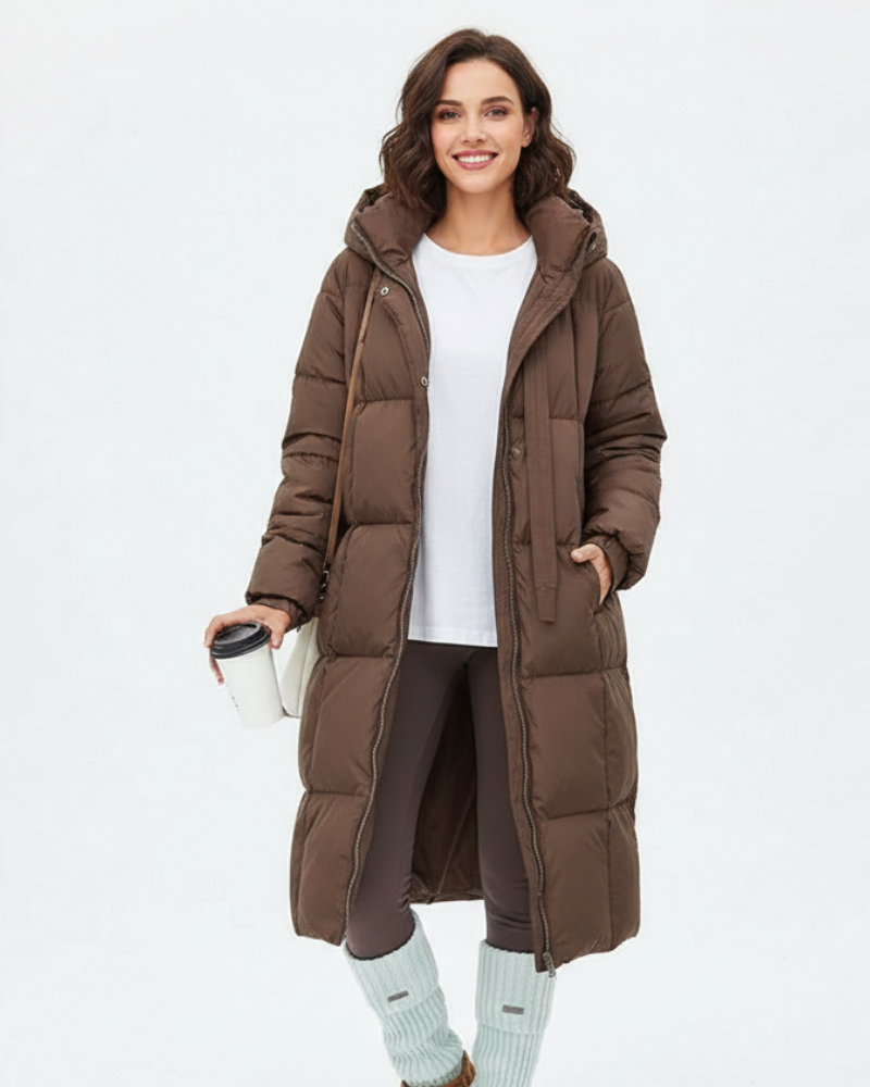 Laura Women's Long Parka – Hooded Relaxed Winter Coat for Layering