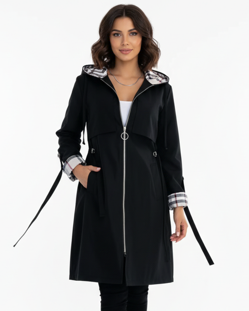Abrigo impermeable para mujer Alyssa – Chaqueta con capucha, cremallera y resistente al viento para viajar
