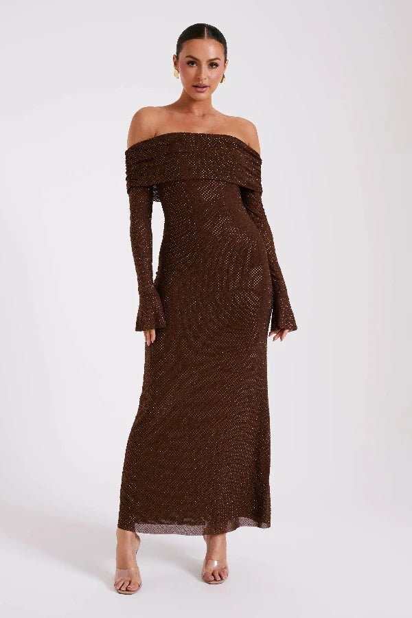 Jasmine Off Shoulder Dress | Elegant Fitted Silhouette for Wedding Guest & Cocktail Events 0