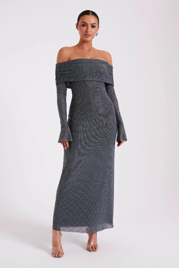 Jasmine Off Shoulder Dress | Elegant Fitted Silhouette for Wedding Guest & Cocktail Events 10