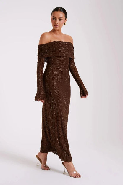 Jasmine Off Shoulder Dress | Elegant Fitted Silhouette for Wedding Guest & Cocktail Events 6