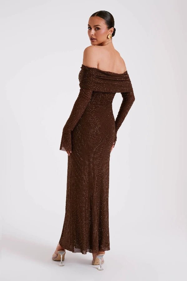 Jasmine Off Shoulder Dress | Elegant Fitted Silhouette for Wedding Guest & Cocktail Events 7
