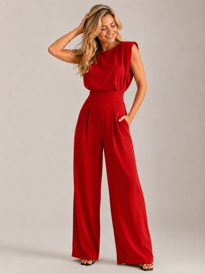 Jovia Black Jumpsuit Women | Elegant Sleeveless, High Waist, Polyester 3