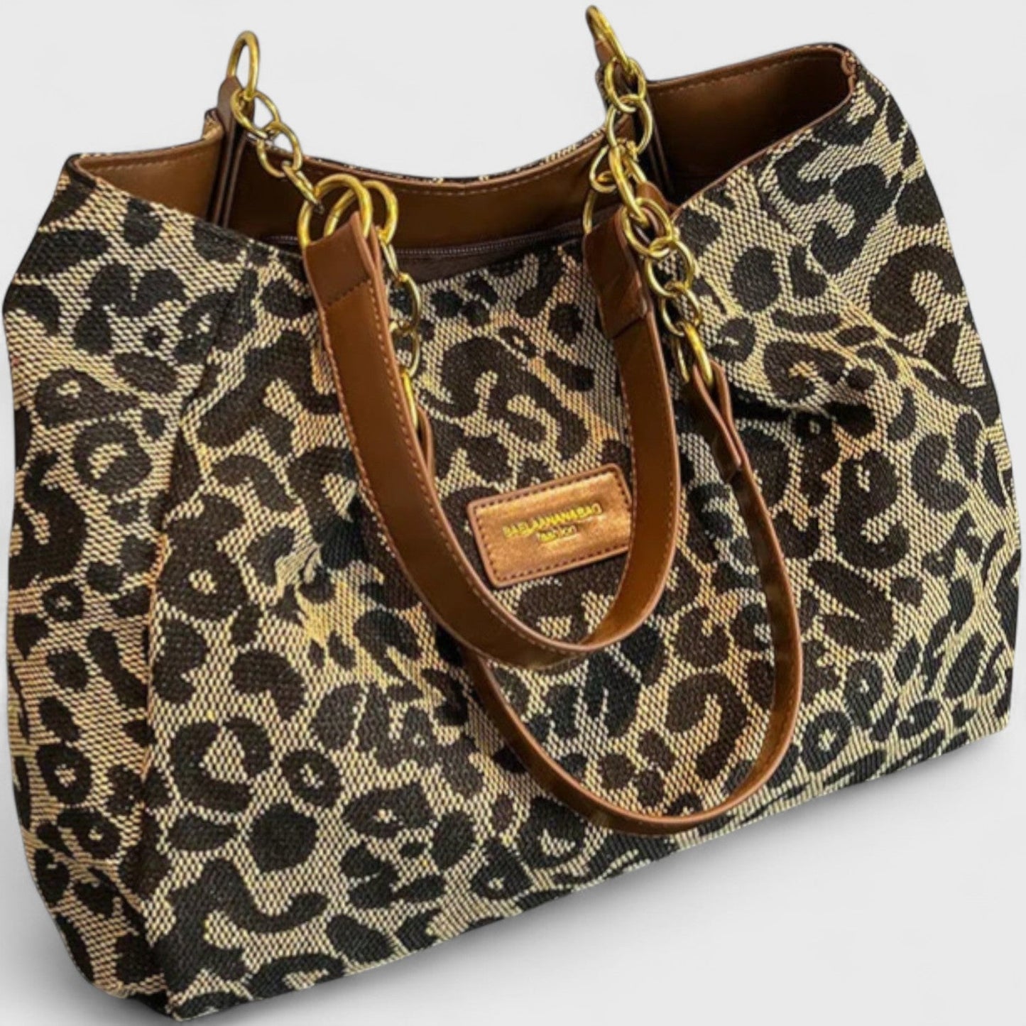 Kailany Canvas Bag | Large Leopard Print, Adjustable Strap 0