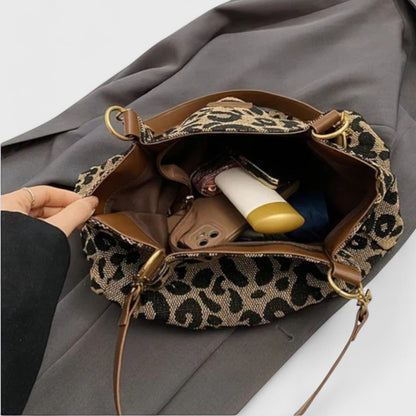 Kailany Canvas Bag | Large Leopard Print, Adjustable Strap 3