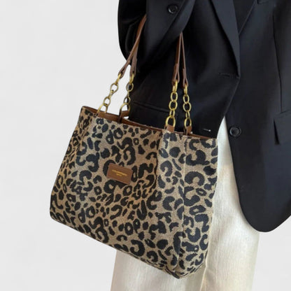 Kailany Canvas Bag | Large Leopard Print, Adjustable Strap 4