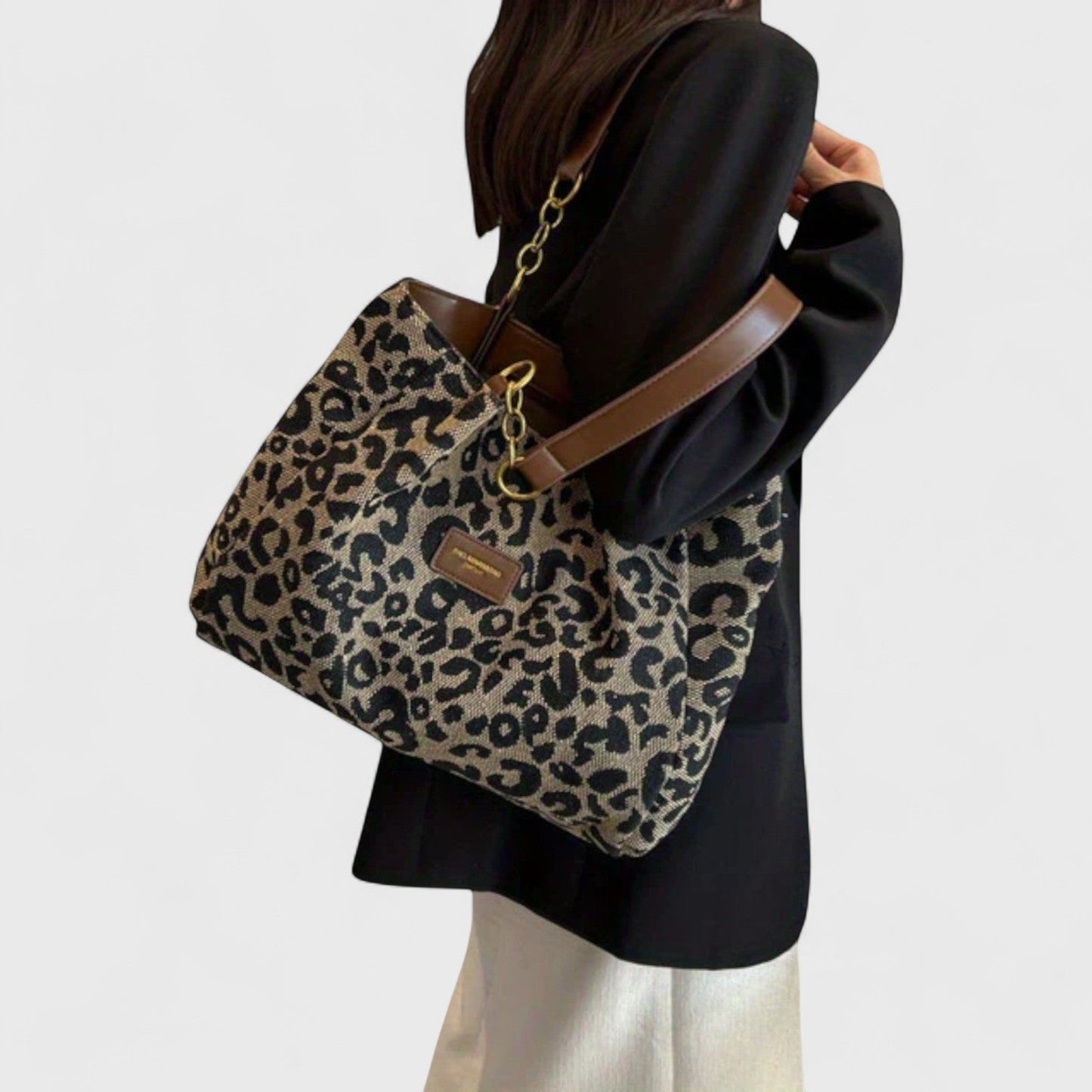 Kailany Canvas Bag | Large Leopard Print, Adjustable Strap 5