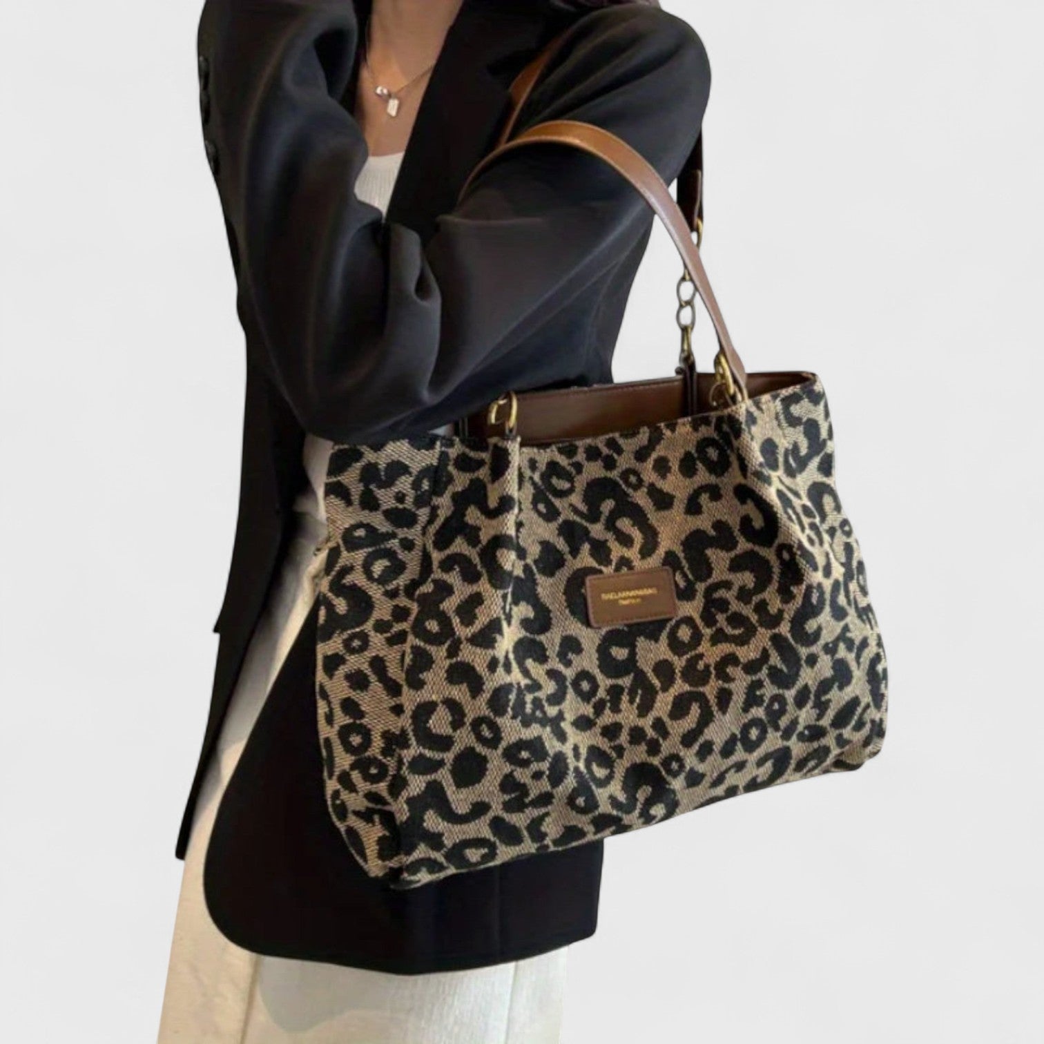 Kailany Canvas Bag | Large Leopard Print, Adjustable Strap 6