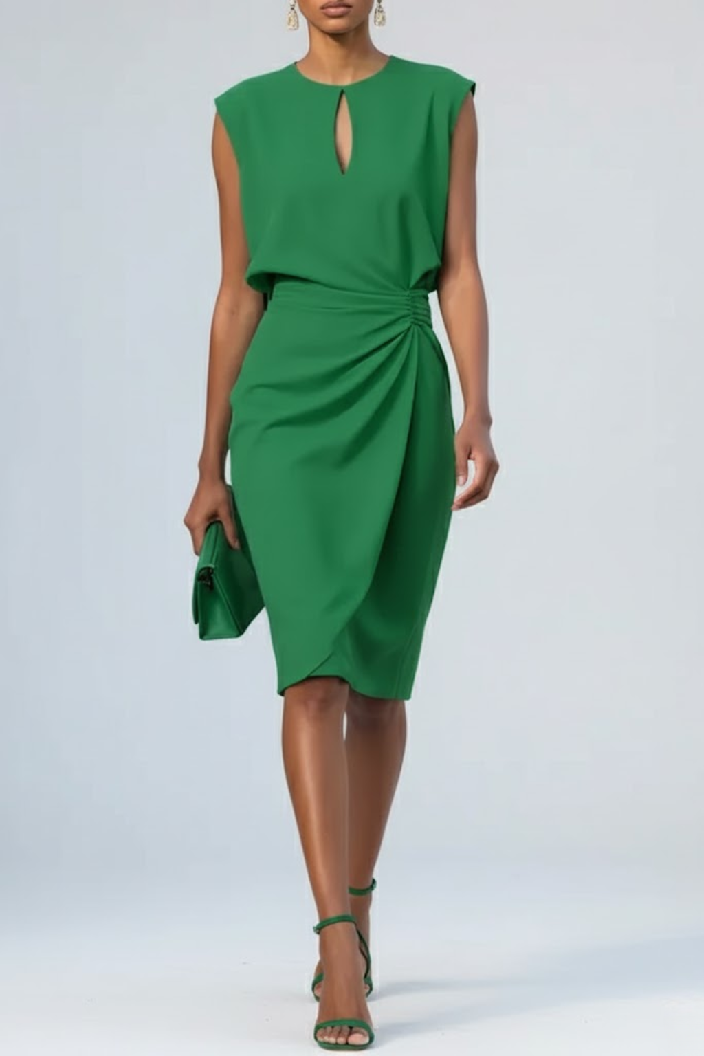 Kira Midi Dress | Keyhole Neckline, Ruched Waist, Cocktail & Wedding Guest 4