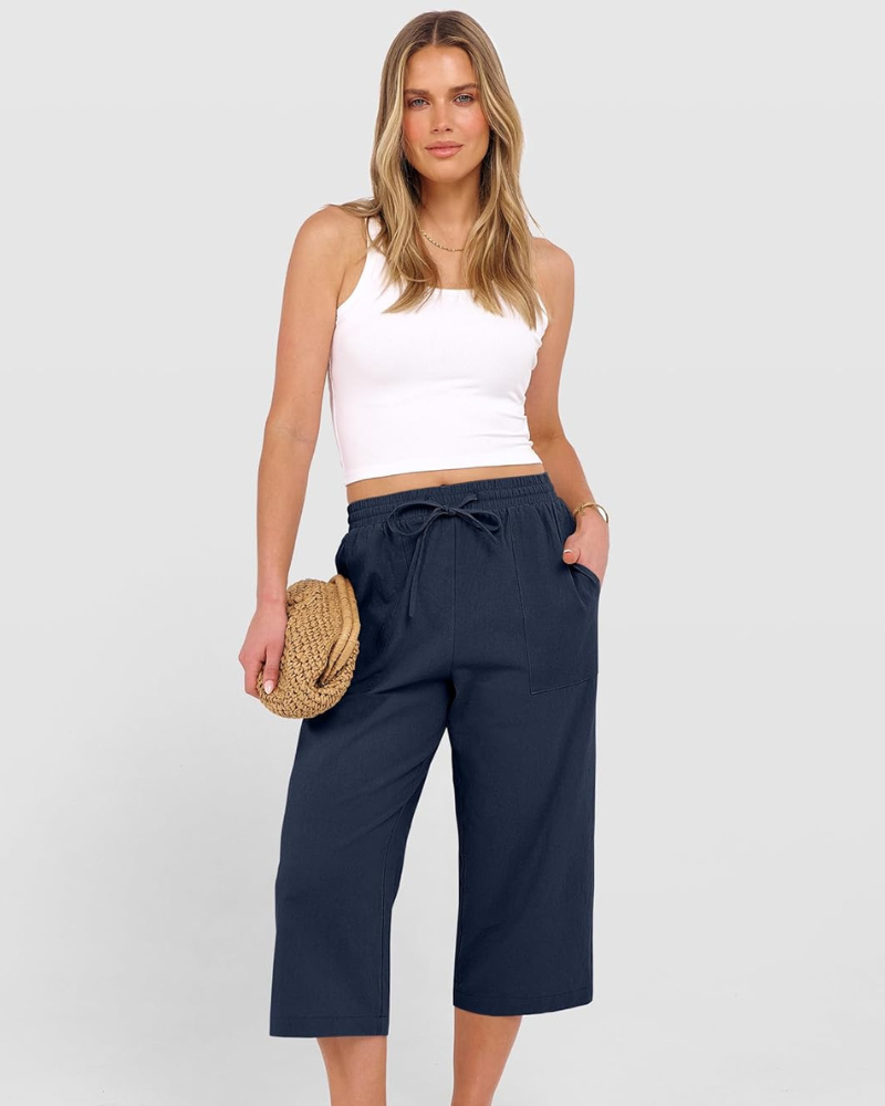 Kris Capri Trousers | High Waist, Drawstring 1