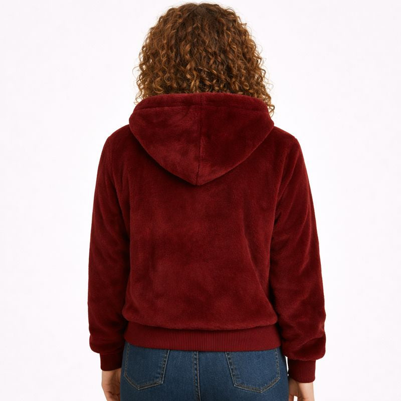 Ladies Teddy Jacket | Cozy Zippered Hooded Coat 1