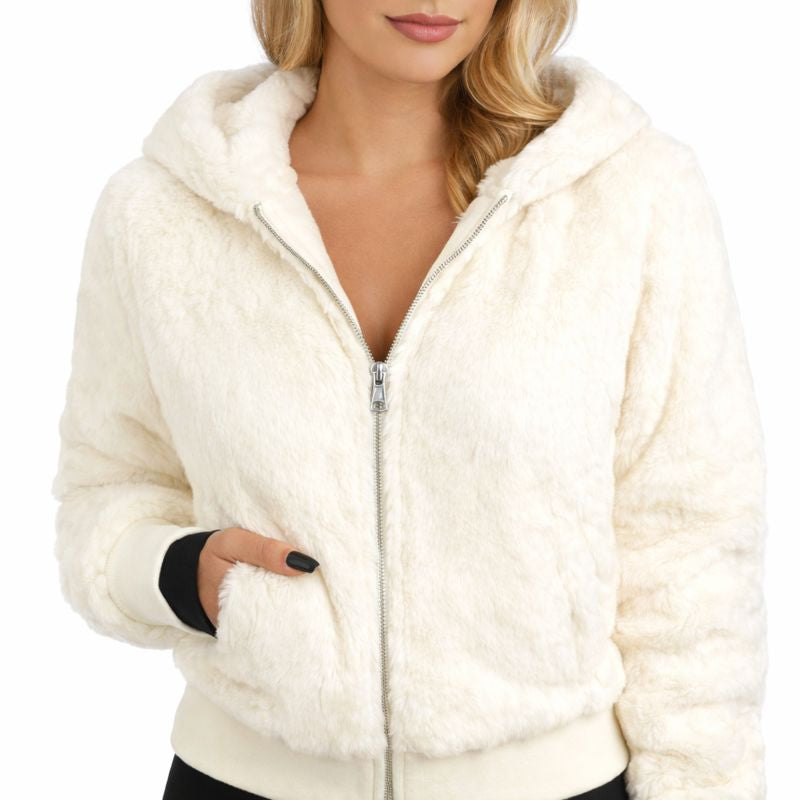 Ladies Teddy Jacket | Cozy Zippered Hooded Coat 3