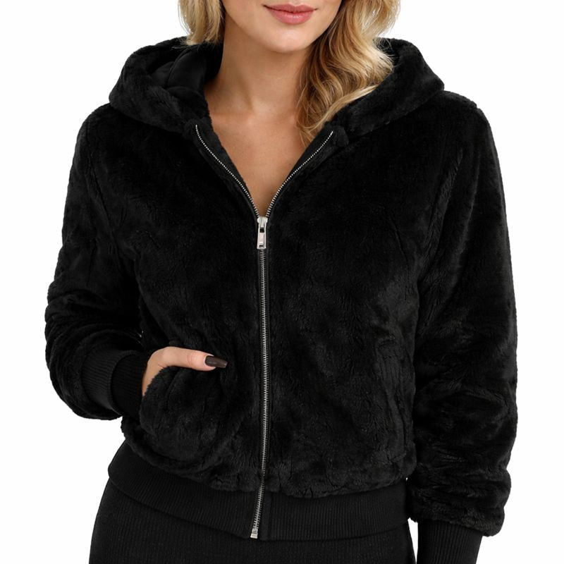 Ladies Teddy Jacket | Cozy Zippered Hooded Coat 4