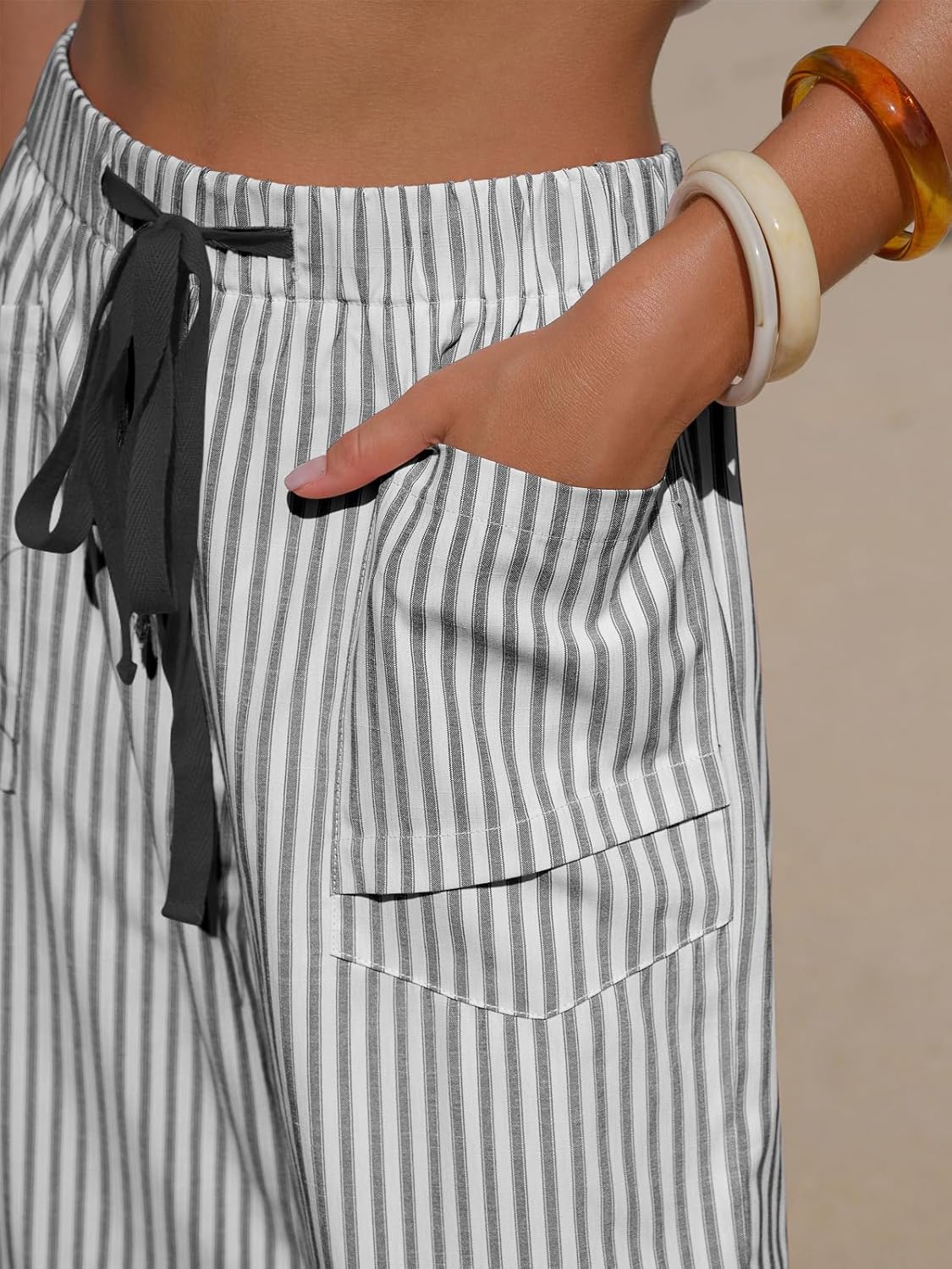 Lara Capri Trousers | Lightweight Striped Linen Blend 5