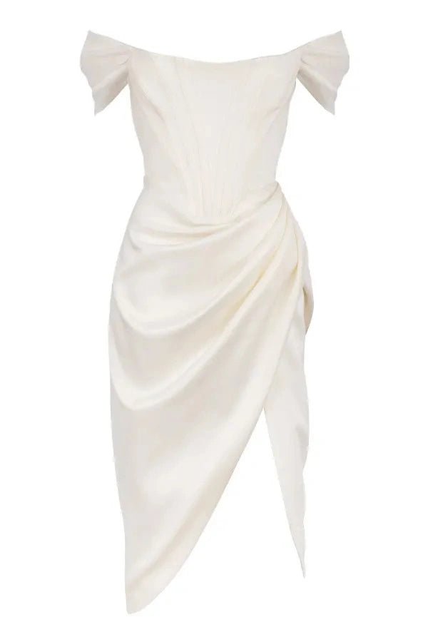 Lexana Corset Dress | Heavyweight Satin, Asymmetrical Skirt 3