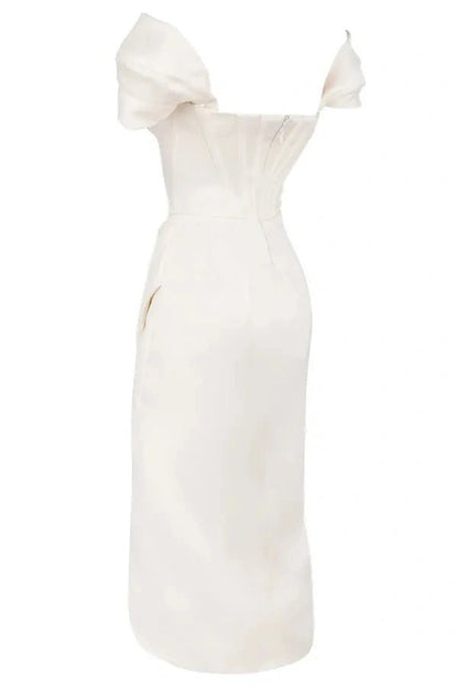 Lexana Corset Dress | Heavyweight Satin, Asymmetrical Skirt 4