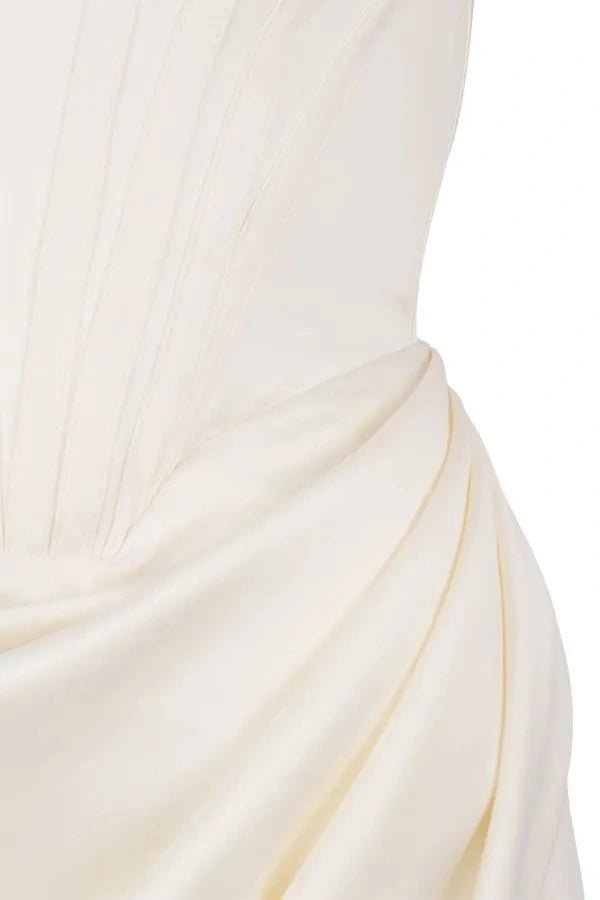Lexana Corset Dress | Heavyweight Satin, Asymmetrical Skirt 6