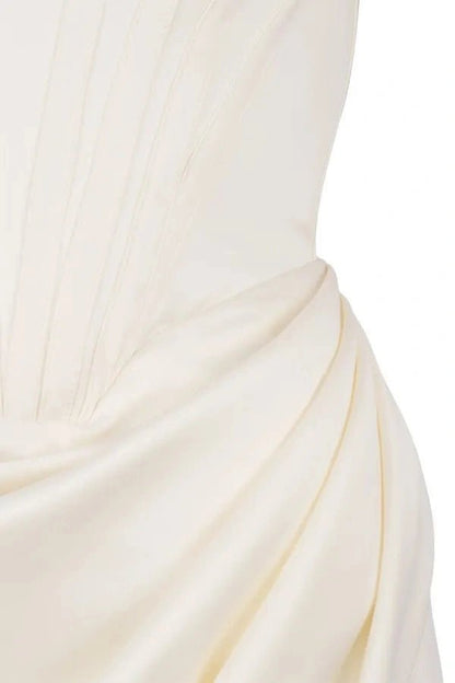 Lexana Corset Dress | Heavyweight Satin, Asymmetrical Skirt 6