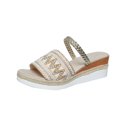 Lina Wedge Sandals | Color Block Wave Design 0