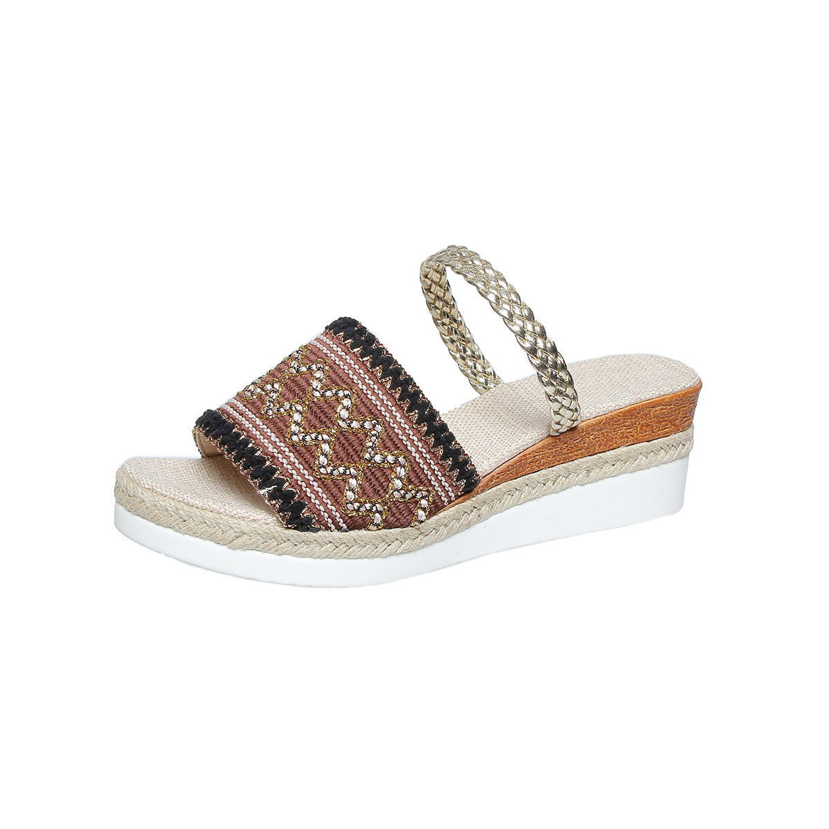 Lina Wedge Sandals | Color Block Wave Design 8