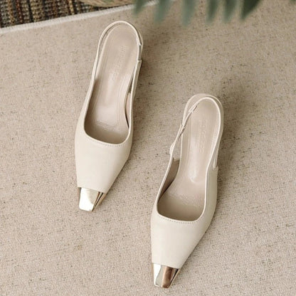 Luna Slingback Heels | Pointed Toe, Block Heel, Black Slingback Design 1