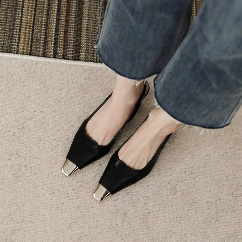 Luna Slingback Heels | Pointed Toe, Block Heel, Black Slingback Design 2