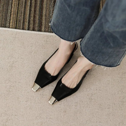 Luna Slingback Heels | Pointed Toe, Block Heel, Black Slingback Design 2