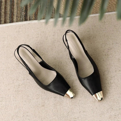 Luna Slingback Heels | Pointed Toe, Block Heel, Black Slingback Design 3