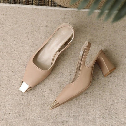 Luna Slingback Heels | Pointed Toe, Block Heel, Black Slingback Design 4