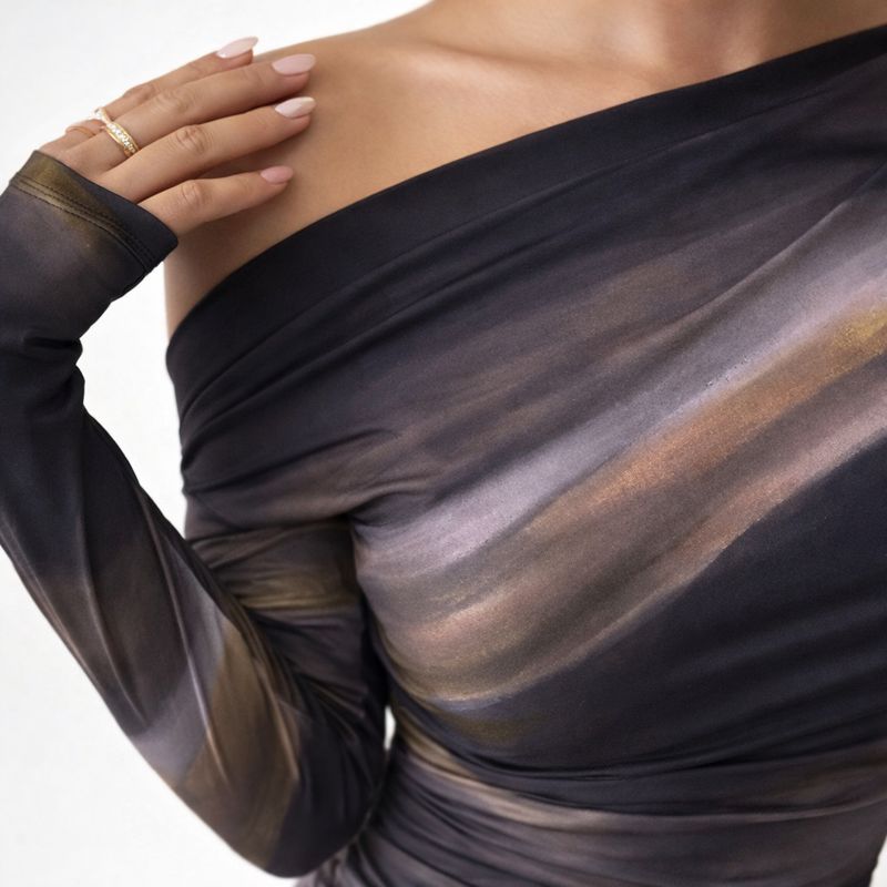 Marble Print Off-Shoulder Top | Women's Going Out Tops 2