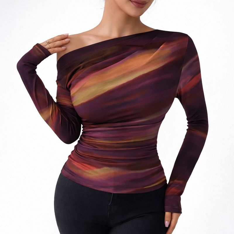 Marble Print Off-Shoulder Top | Women's Going Out Tops 3